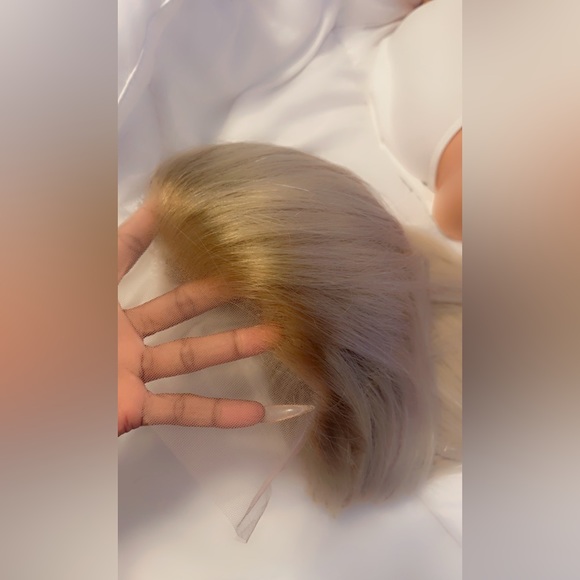 Dark root Blonde Human Hair Wig - Picture 11 of 12